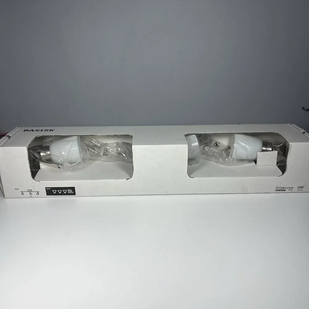 IKEA BASISK 3-Light Ceiling Track Spotlight Nickel White Glass 902.625.87 NIB